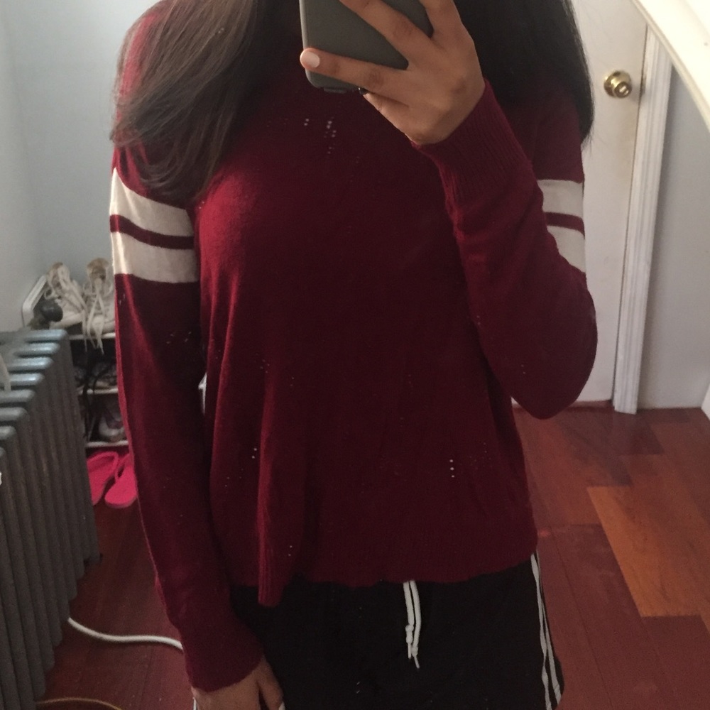 Maroon striped sweater